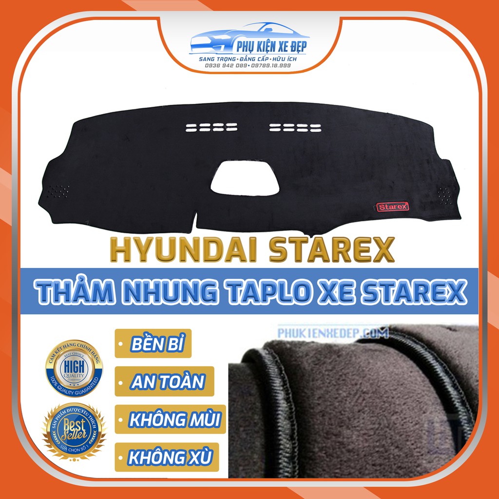 Thảm taplo ô tô lông cừuHÀNG LOẠI I xe Hyundai Starex [MỚI NHẤT] chống nóng có 3 lớp chống trượt