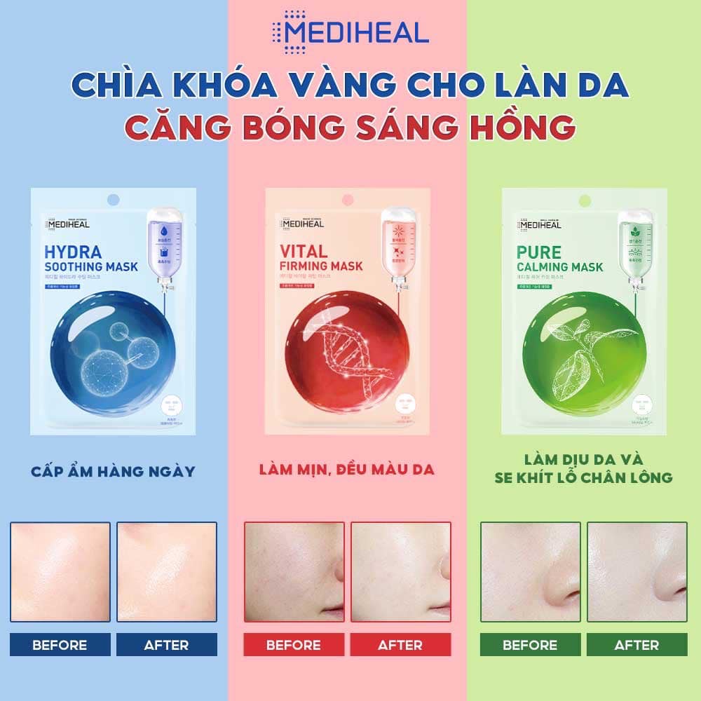 Mặt nạ Mediheal 3 loại Vital Firming - Pure Calming - Hydra Soothing Mask