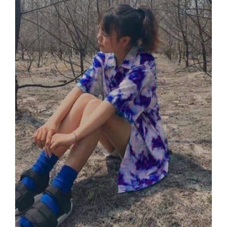 Áo sơ mi nam nữ đều mặc được kiểu tay lỡ form rộng Unisex in hình Unisex đám mây loang nhiều màu hot