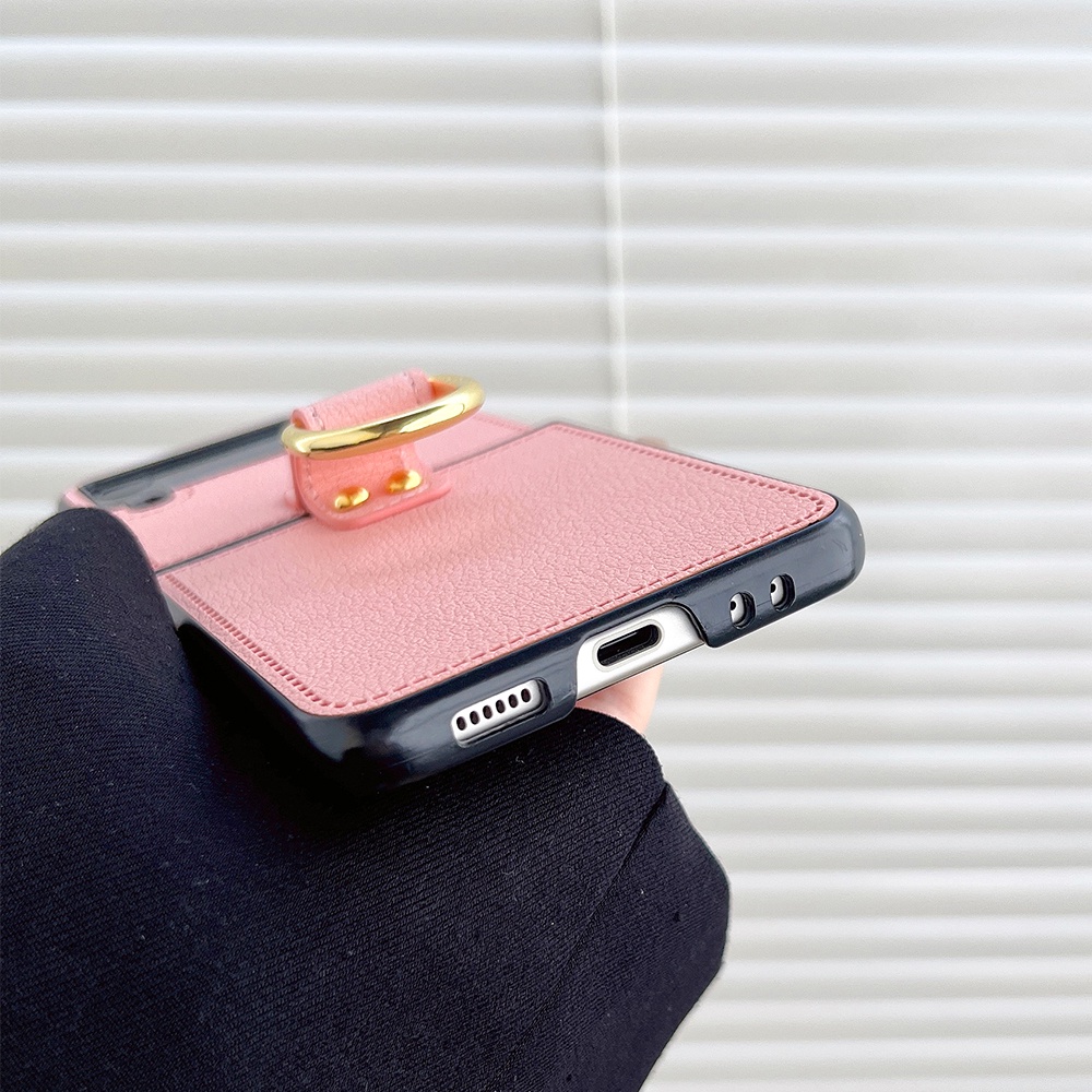 Bao Da Điện Thoại Samsung Z Flip 5 3 4 2 1 Fold 5 4 3 2  Dạng Ví Nắp Gập Sang Trọng Màu Trơn ChoGiá Đỡ