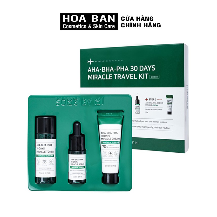 Bộ Mini 3 Sản Phẩm Giảm Mụn Some By Mi AHA- BHA-PHA 30 Days Travel Kit(Toner+Serum+Cream)