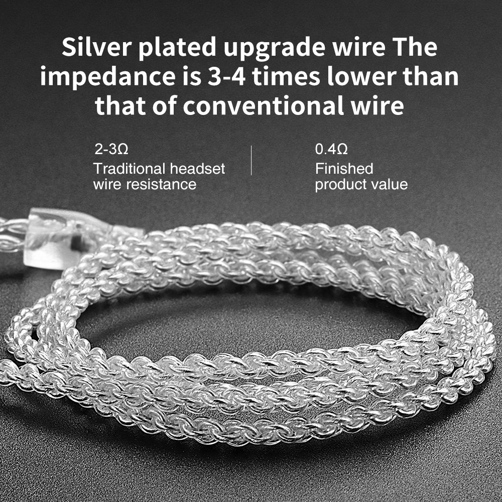 Cáp tai nghe HIFI TRN A2 mạ bạc đầu nối MMCX 2Pin cho TRN V10 / V20 / V60 TFZ HQ8 HQ6