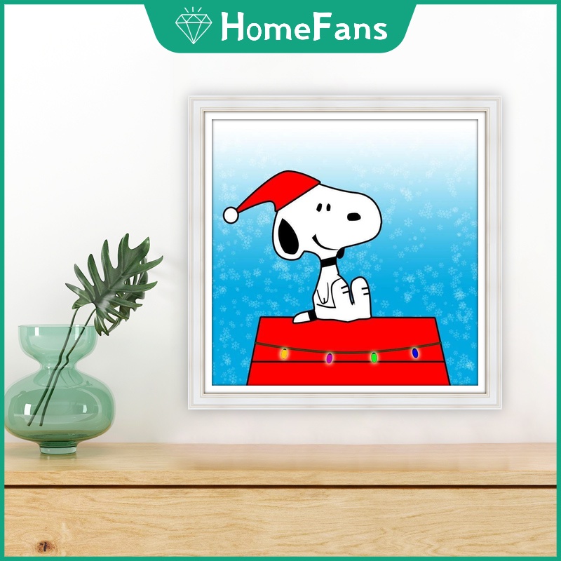 Bộ Tranh Đính Đá 5D Tự Làm Hình Snoopy 40x40cm Trang Trí Nhà Cửa