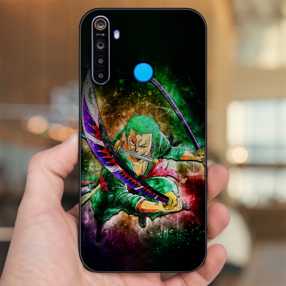 Ốp lưng Realme 5, 5 Pro viền đen in hình Zoro One Piece