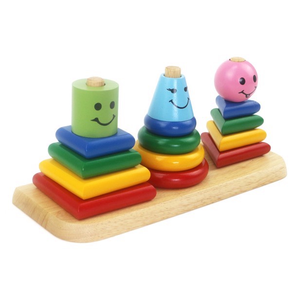 Đồ chơi xếp hình 3 trụ, thả hình cầu vồng, xếp chồng cho bé thương hiệu Winwintoys