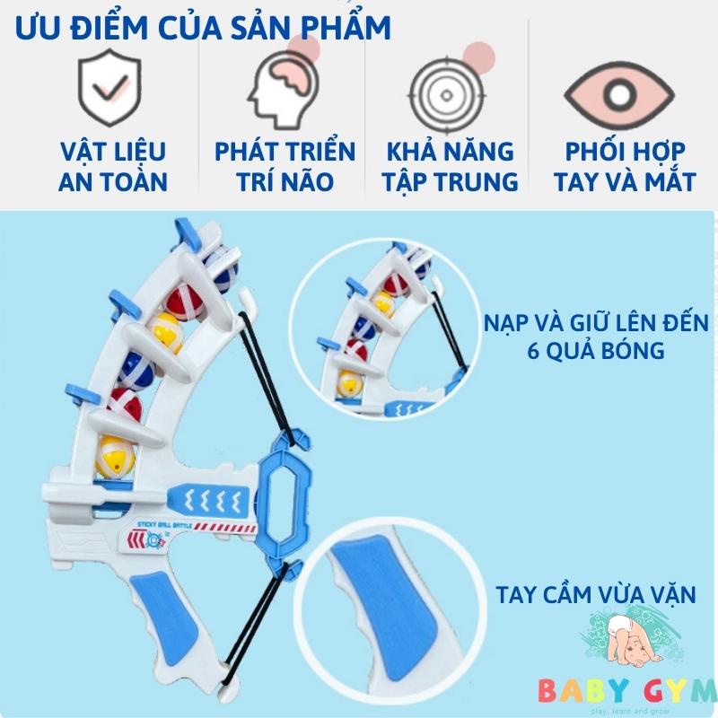 Cung bắn bóng dính mục tiêu cho bé kèm 6 bóng và móc treo BABYGYM đồ chơi vận động an toàn