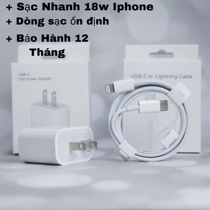 Sạc nhanh iphone - Sạc iphone 18w, củ sạc nhanh iphone  hỗ trợ sạc nhanh cho các dòng máy 7p/8p/x/xsm/11/11prmax/12