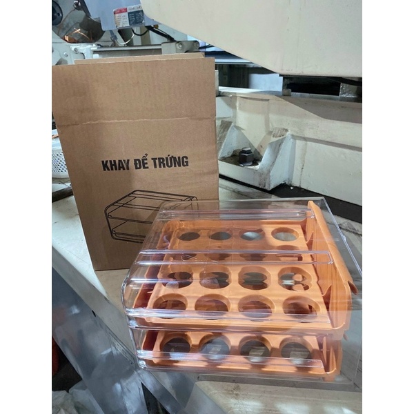 Khay hộp đựng trứng tủ lạnh 2 tầng khay chất liệu nhựa PP siêu bền 32 ô trong suốt phong cách Nhật [Chuột Vàng 28 ]