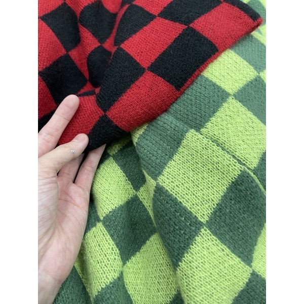 Áo len hoạ tiết bàn cờ hot tiktok douyin ulzzang