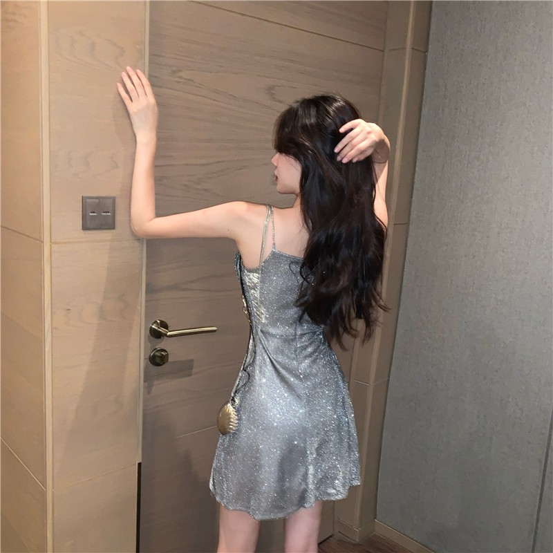 Đầm 2 dây pha kím tuyến váy ngắn gợi cảm Đ526