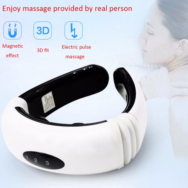 Máy massage cổ vai gáy 3D thông minh, máy mát xa xung điện trị liệu giúp giảm đau mỏi cổ vai gáy