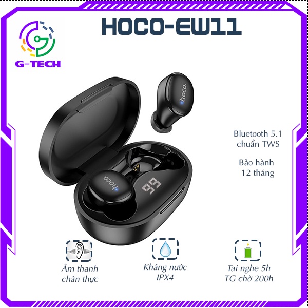 Tai nghe bluetooth chính hãng Hoco EW11 kết nối chuẩn TWS chống nước IPX5 pin 5h âm thanh trung thực bảo hành 12 tháng