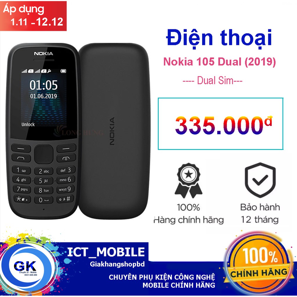 Điện thoại Nokia 105 Dual Sim (2019) - Hàng Chính Hãng