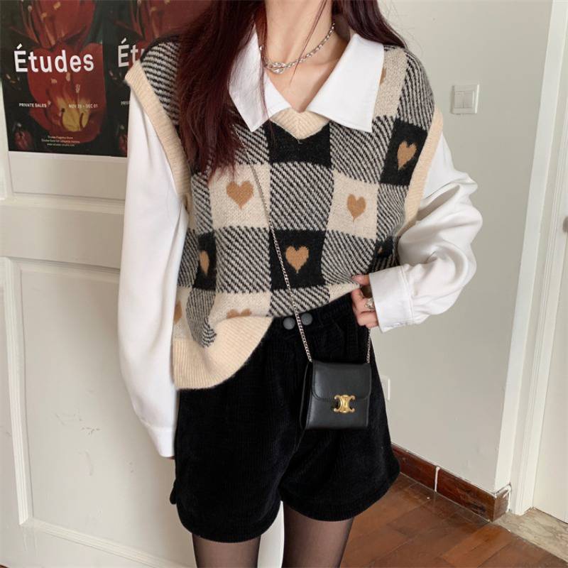 Hàng Sẵn_ Áo gile dệt kim dày dặn màu sắc retro Hadu shop