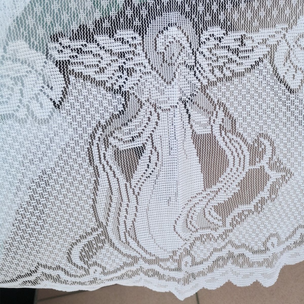 Khăn trải bàn hình tròn phối ren màu trắng phong cách cổ điển dùng để trang trí giáng sinh năm mới