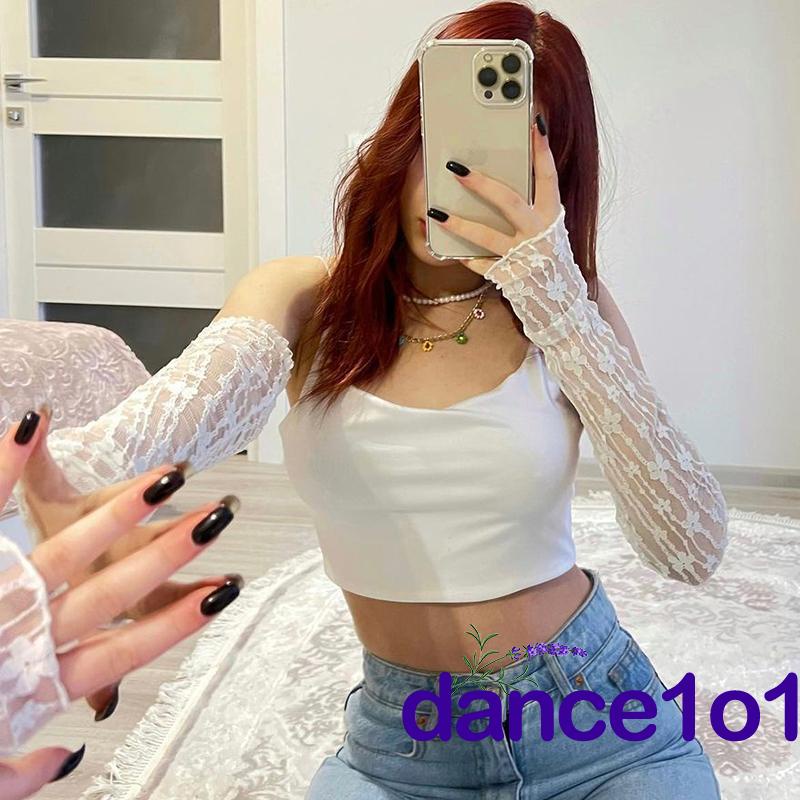 ✥Nc❀Bộ Áo Hai Dây Cổ Chữ V + Áo Ren Màu Trơn Thời Trang Mùa Hè Cho Nữ