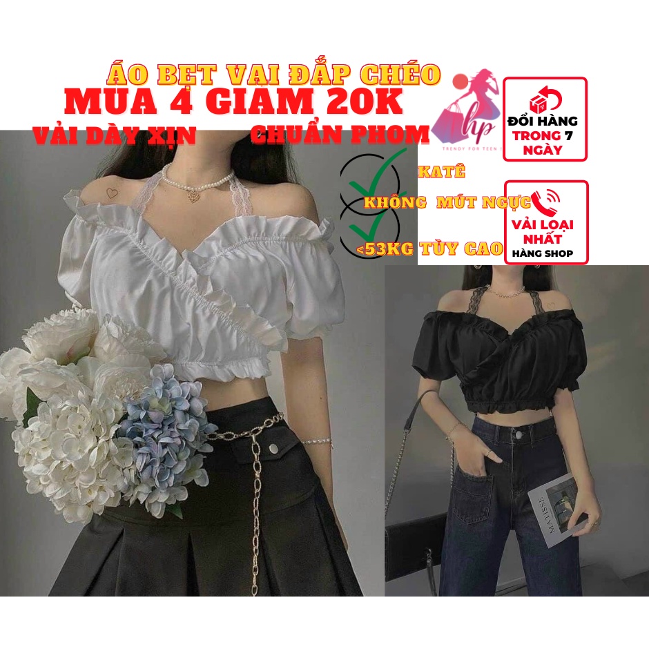 áo bẹt trễ vai nữ croptop đắp chéo dây cực xinh kiểu hàn quốc mẫu mới thời trang nữ - mã A126