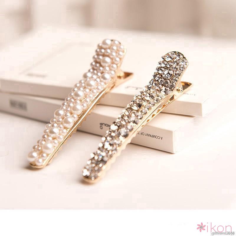 Kẹp tóc hợp kim đính đá/ ngọc trai giả tinh tế thanh lịch cho nữ