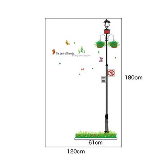 Decal dán tường cột đèn hoa