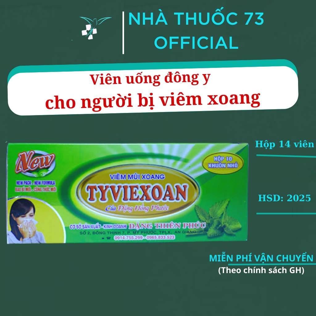 Viêm xoang mũi Tyviexoan, Giúp giảm nhanh các triệu chứng viêm xoang như, đau nhúc vùng đầu mặt, nghẹt mũi, hắt hơi