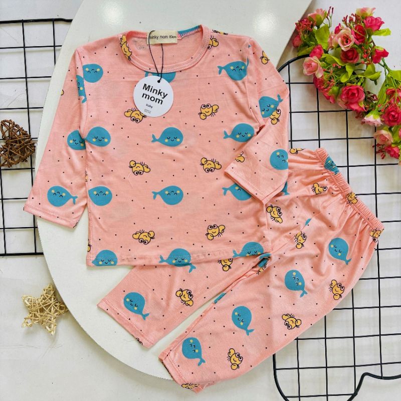 Bộ Dài Tay Thun Lạnh Thời Trang Trẻ Em Đồ Bộ MinKy Mom Tay Dài 6-16kg