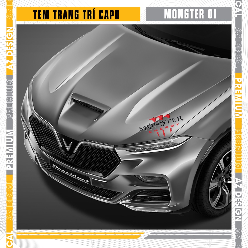 Tem Dán Capo Mẫu Monster Dán Mọi Dòng Xe Ô Tô | CP07 | Decal In Nổi Trang Trí Ô Tô Độ Bền Cao, Dễ Sử Dụng Tại Nhà