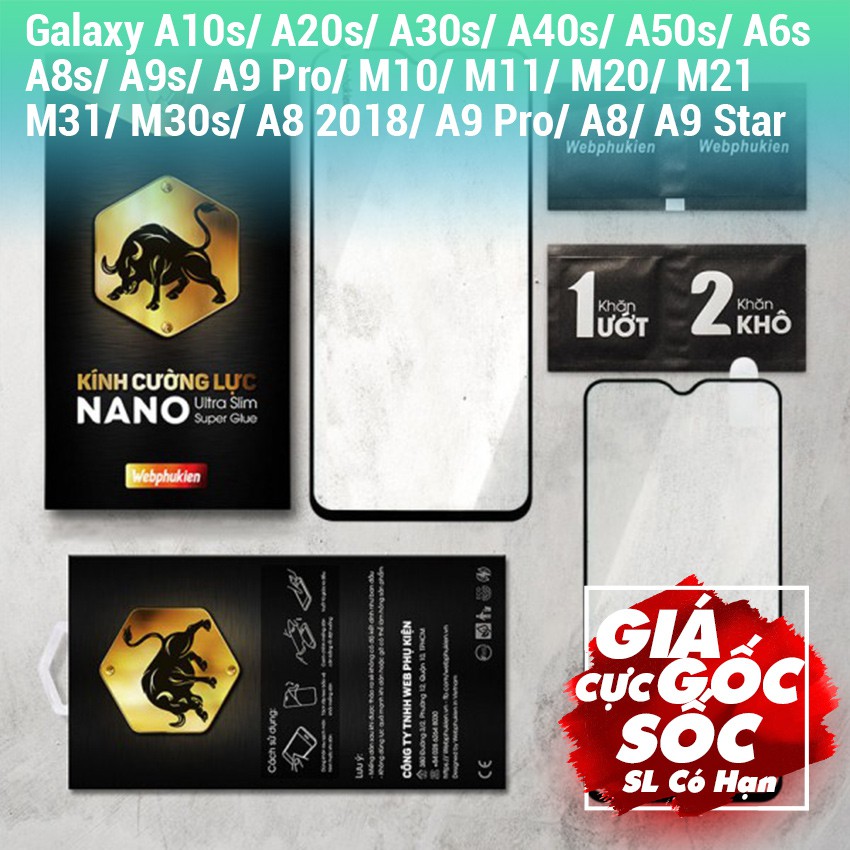 Kính cường lực Full màn cho Galaxy A10s/ A20s/ A30s/ A40s/ A50s/ A6s/ A8s/ A9s/ A9 Pro/ M10/ M11/ M20/ M21/ M31/ M30s