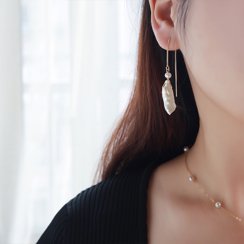 Khuyên Tai Chuỗi Đính Hạt Ngọc Trai Tự Nhiên