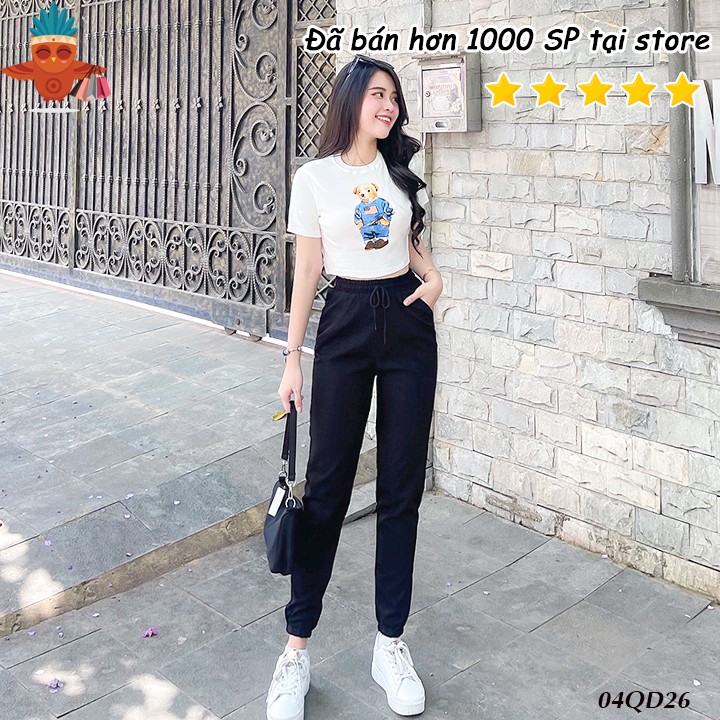 Quần jogger nữ trơn đen, trắng THOCA HOUSE phối đồ cực chất, phù hợp thể thao, tập gym cho nàng