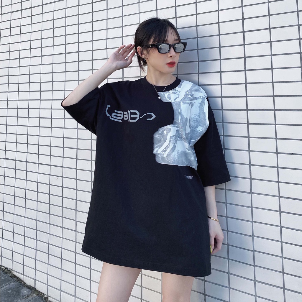 Áo Thun BOO Unisex Dáng Oversize Cá Tính In Hình BOOLAAB Phản Quang