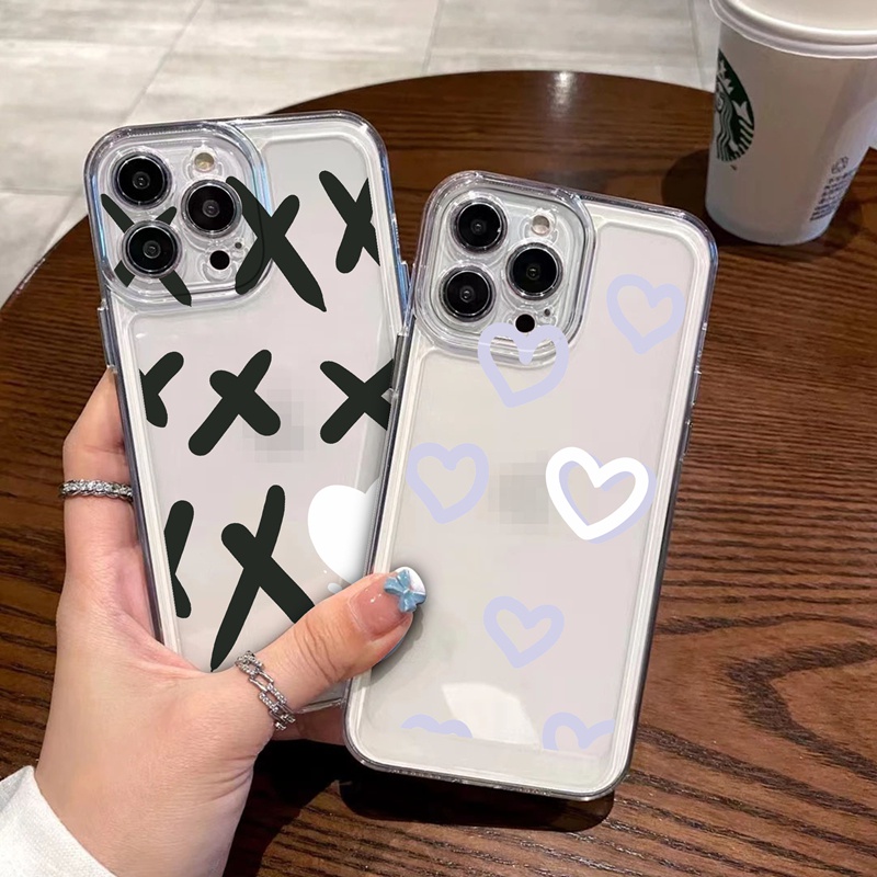 SUNTAIHO Ốp lưng iphone Ốp điện thoại dẻo trái tim/ chữ X thích hợp cho iPhone 11/ Pro/ 13 Pro/ Max 12 Pro/ Max/ XS Max/ XR/ 7/ 8 Plus