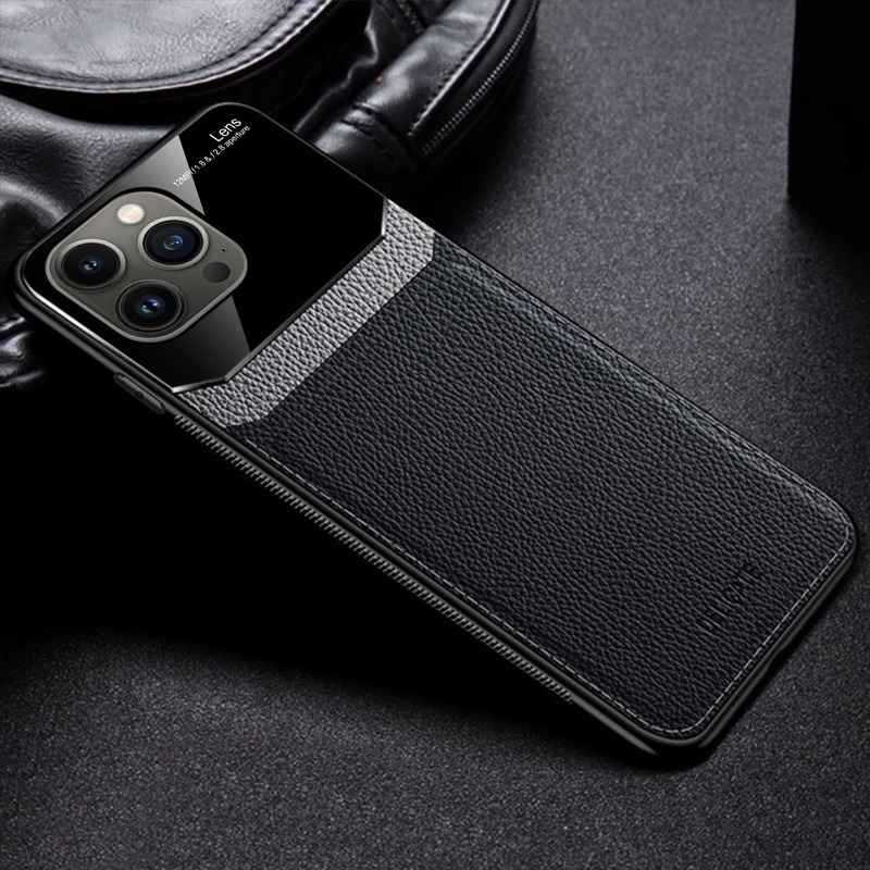 Ốp Điện Thoại Tráng Gương Phối Da Chống Sốc Cho iPhone 13 12 11 Pro Max Mini SE 2020