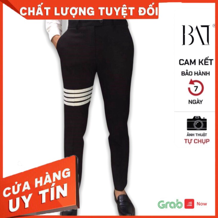 Quần Tây Nam Đen Sọc Trắng Dáng Ôm Ống Bó Hàn Quốc - Hàng nhập khẩu