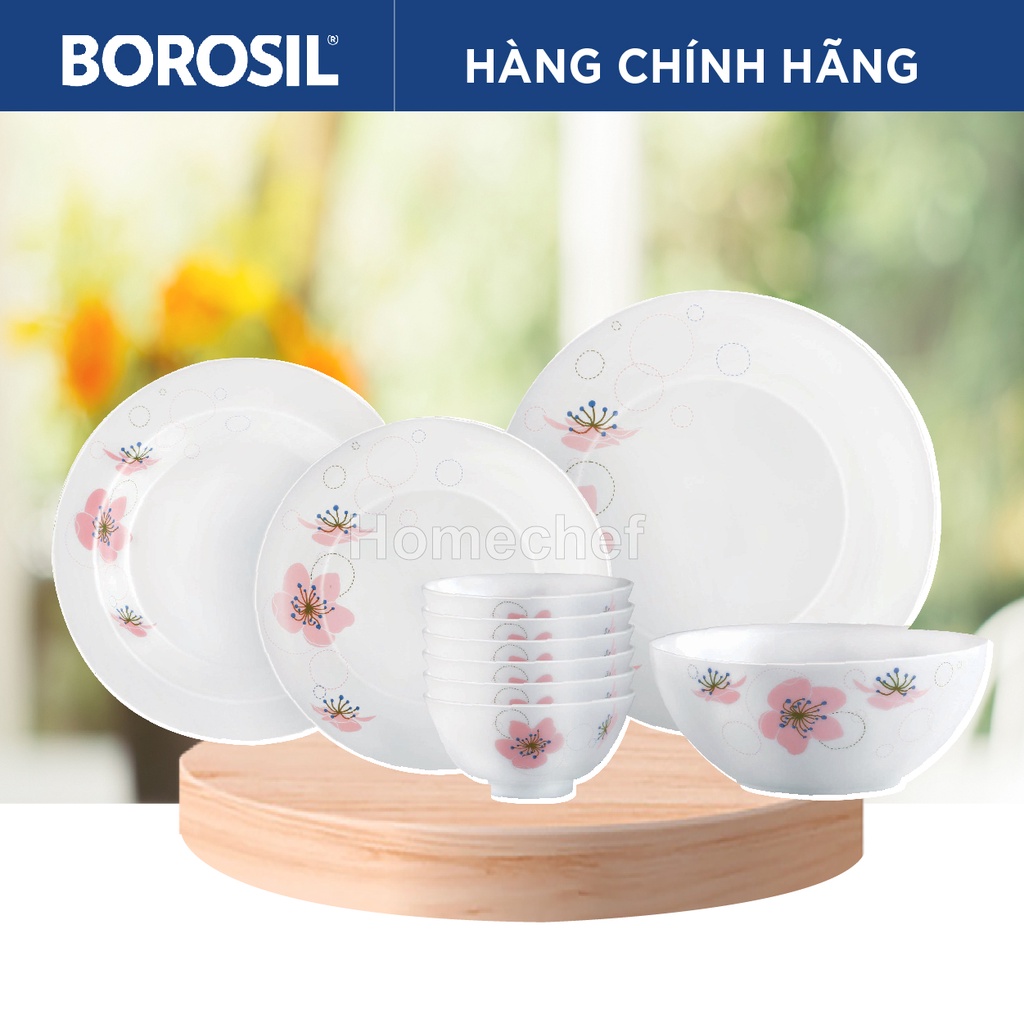 Bộ bát đĩa  Larah Borosil thủy tinh 10 chi tiết, sản xuất Ấn Độ, dùng lò vi sóng, máy rửa bát - BRS10I