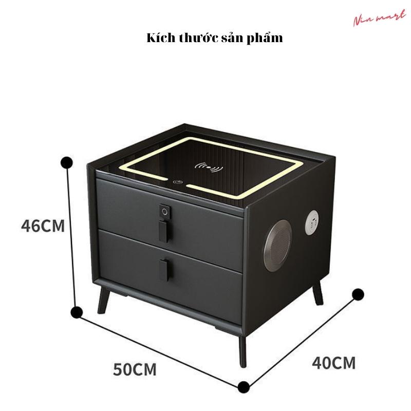 Tủ đầu giường, Táp đầu giường thông minh có sặc điện thoại , đèn led 3 khóa vân tay loa bluetooth
