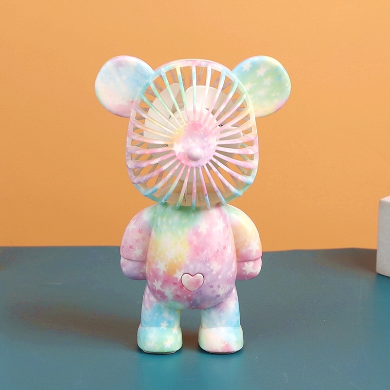 Quạt Hình Gấu Mini Làm Mát Nhanh Để BànGIADUNGTONGKHO1Quạt Sạc Tích Điện Cầm Tay Bearbrick Mang Đi Du Lịch Tiện Lợi