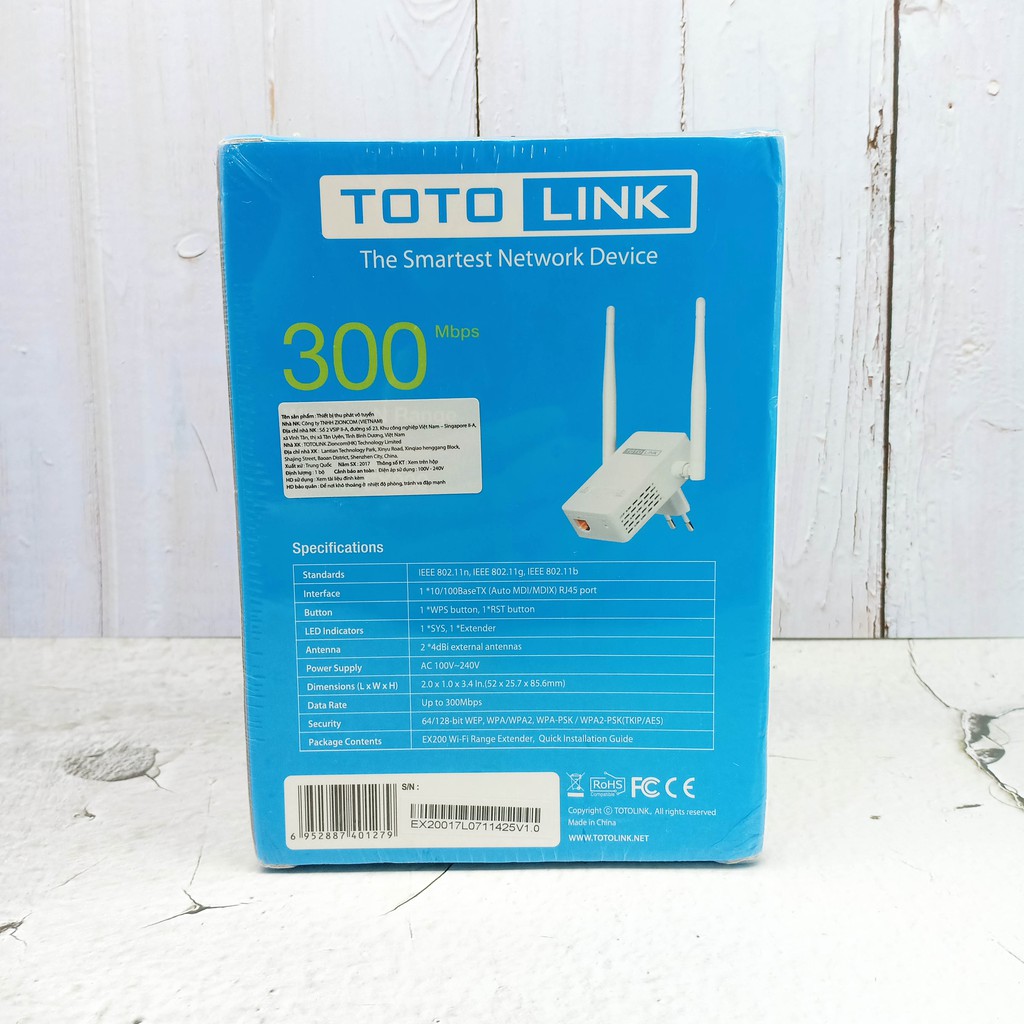 Bộ tiếp sóng và mở rộng sóng wifi - Toto Link EX200