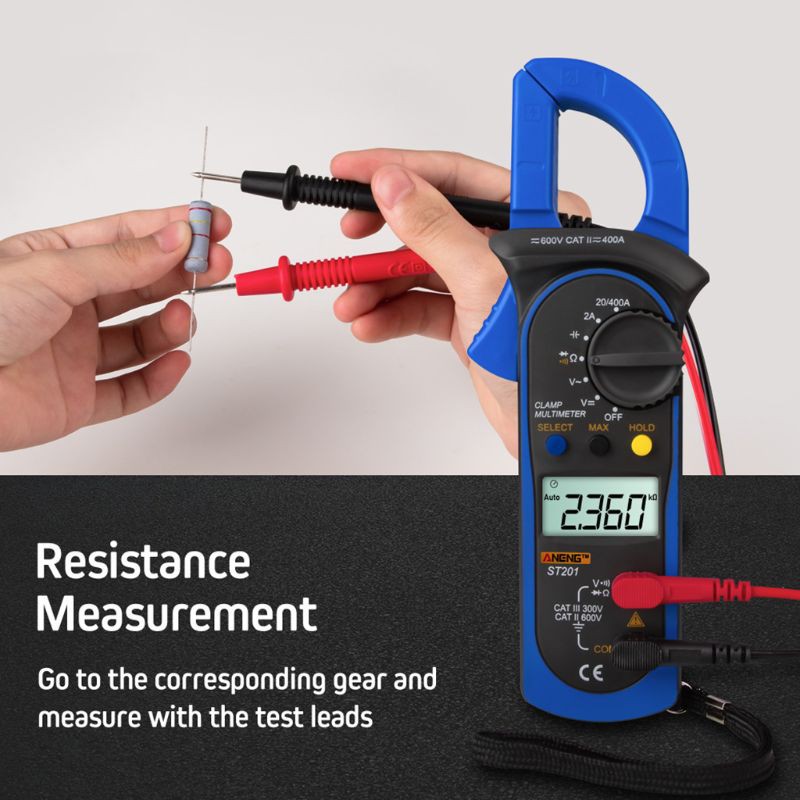 Đồng hồ đo vạn năng kỹ thuật số DC AC ST-201 True RMS LCD đa chức năng chất lượng cao