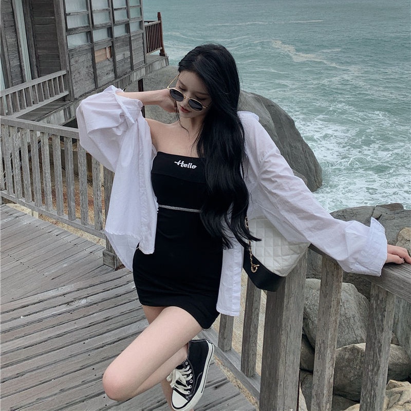 Đầm/ Áo sơ mi PERTY chống nắng phong cách thời trang Hàn Quốc dành cho nữ