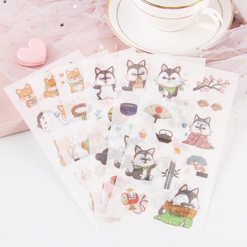 Set 6 Miếng Dán Hình Chuột Hamster/Mèo Trang Trí Nhật Ký/Nhật Ký/Scrapbook/Gift/Friend