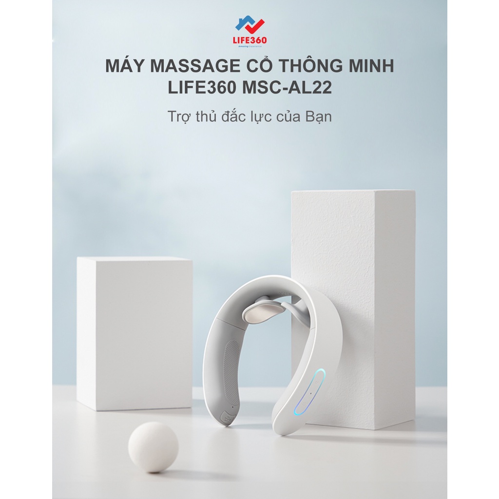 Máy massage cổ Life360 MSC-AL22, Massage cổ vai gáy thông minh- Hàng chính hãng