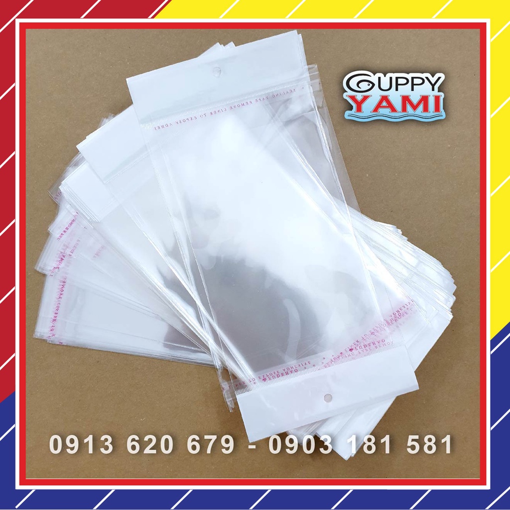 Túi OPP nilon màng ngọc trắng keo dán miệng có lỗ treo (Túi dày loại 1) - KT: 17cm x 12cm