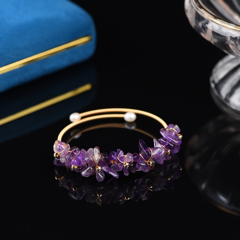 Tourmaline Vòng Tay Mở Mạ Lụa Vết Thương Pha Lê Dâu Tây Aquamarine Có Thể Điều Chỉnh