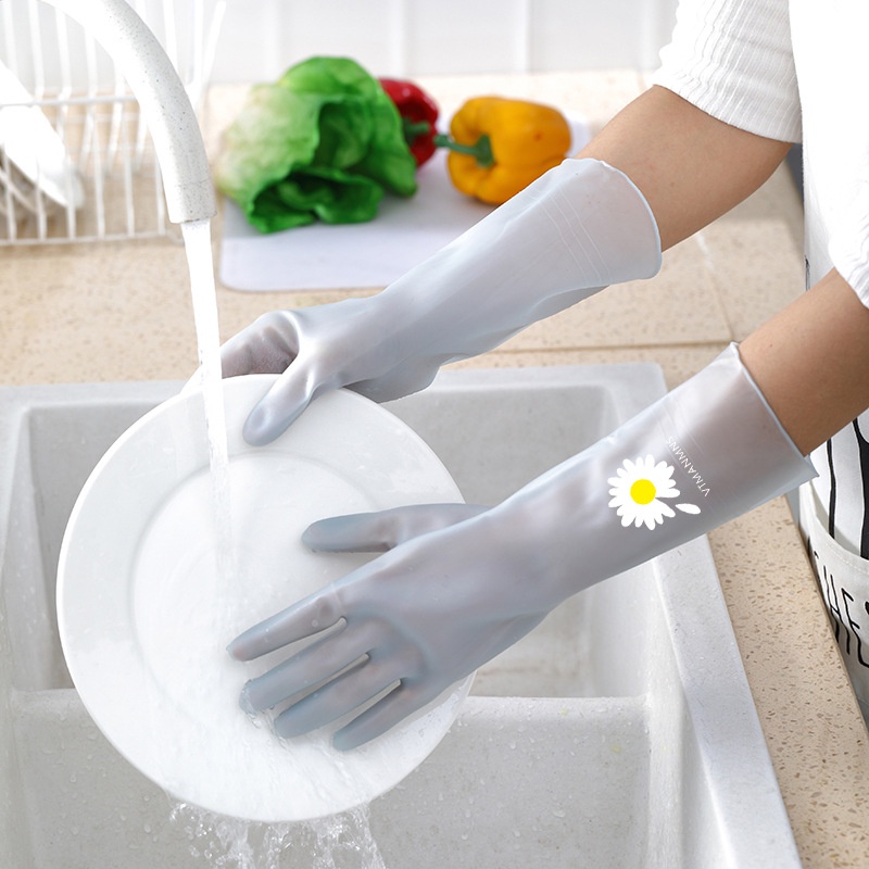Găng, Gang Tay Cao Su Chống Thấm Giặt Đồ, Rửa Bát Hoa Cúc Cao Cấp