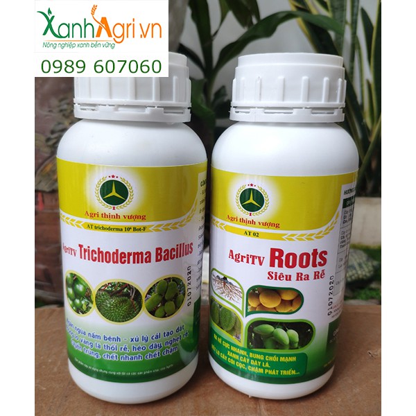 bộ 2 chế phẩm phòng trị nấm bệnh,vàng lá thối rễ, xử lý cải tạo đất, héo dây, nghẹt rễ, tuyến trùng, ch