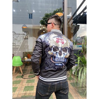Áo khoác gío đen hình đầu lâu đẹp