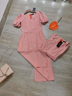 Váy maxi kẻ đỏ chất đẹp