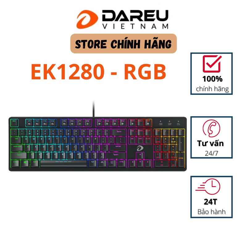 Bàn phím cơ DAREU EK1280 104KEY (RGB, Blue/ Brown/ Red D switch) - LED RGB