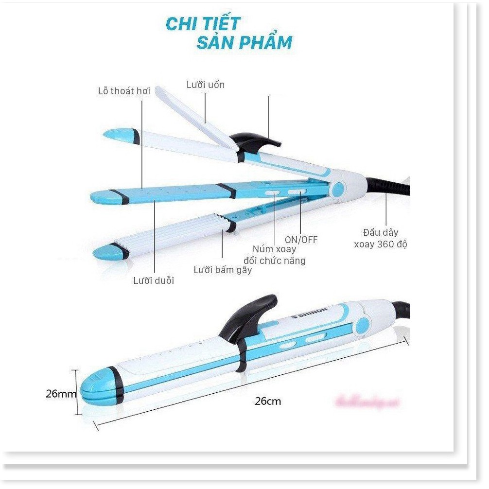 Máy tạo kiểu tóc đa năng uốn duỗi bấm 4 trong 1  Shinon 8005