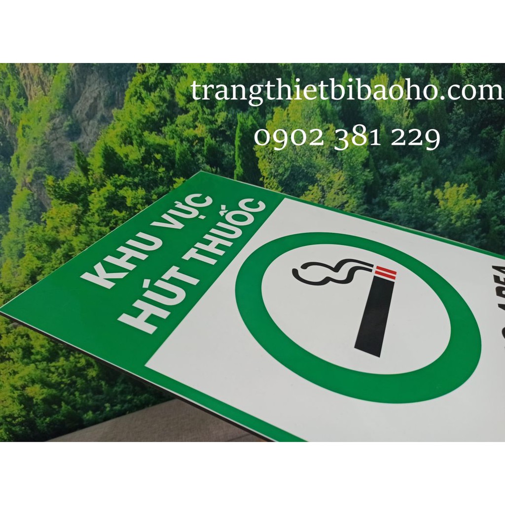 Biển báo khu vực được hút thuốc chất liệu Alu dán decal KT 30 x 40cm